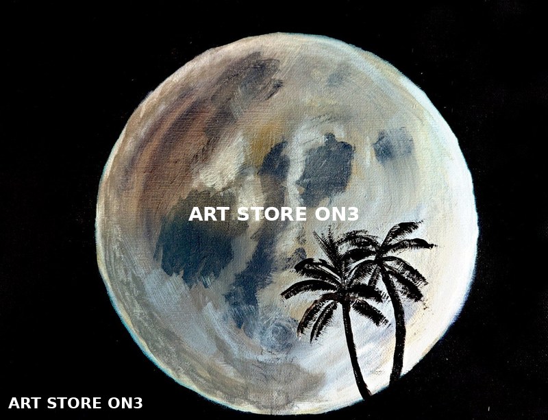 Moon Palm Silhouette