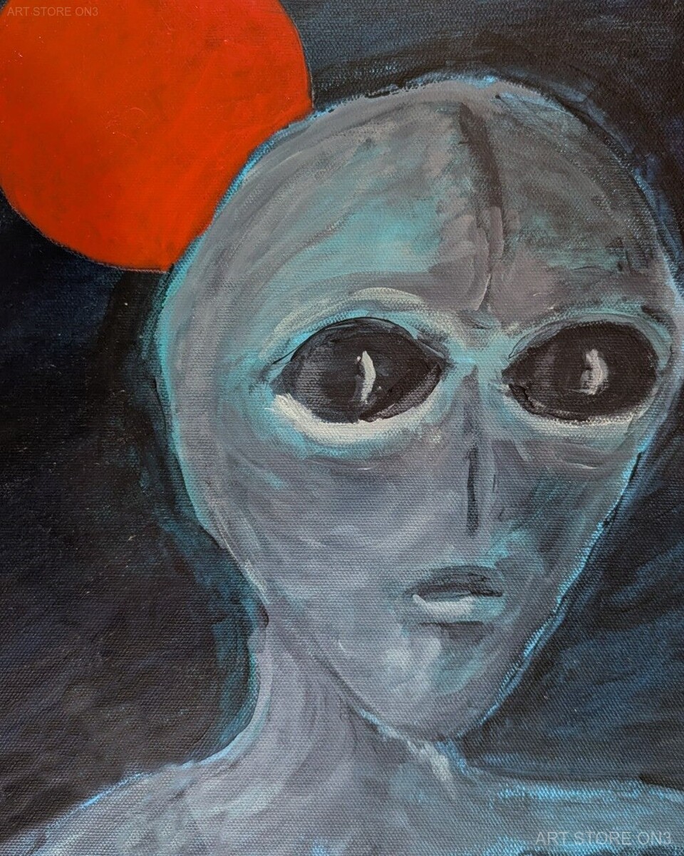 Alien Portrait Red Moon - Photography Print, 8.5x11